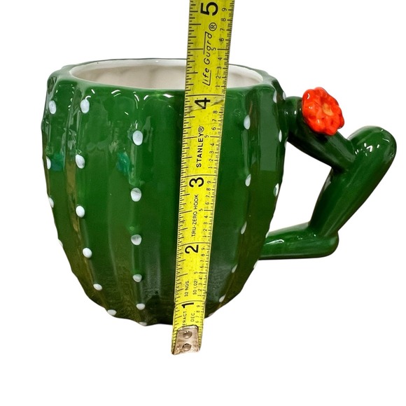 Pier 1 Cactus Coffee Mug  16oz. Succulent Saguaro Red Flower Desert Green - Picture 6 of 8